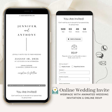 Online Animated Wedding Invitation with Rsvp - Choose Any Design