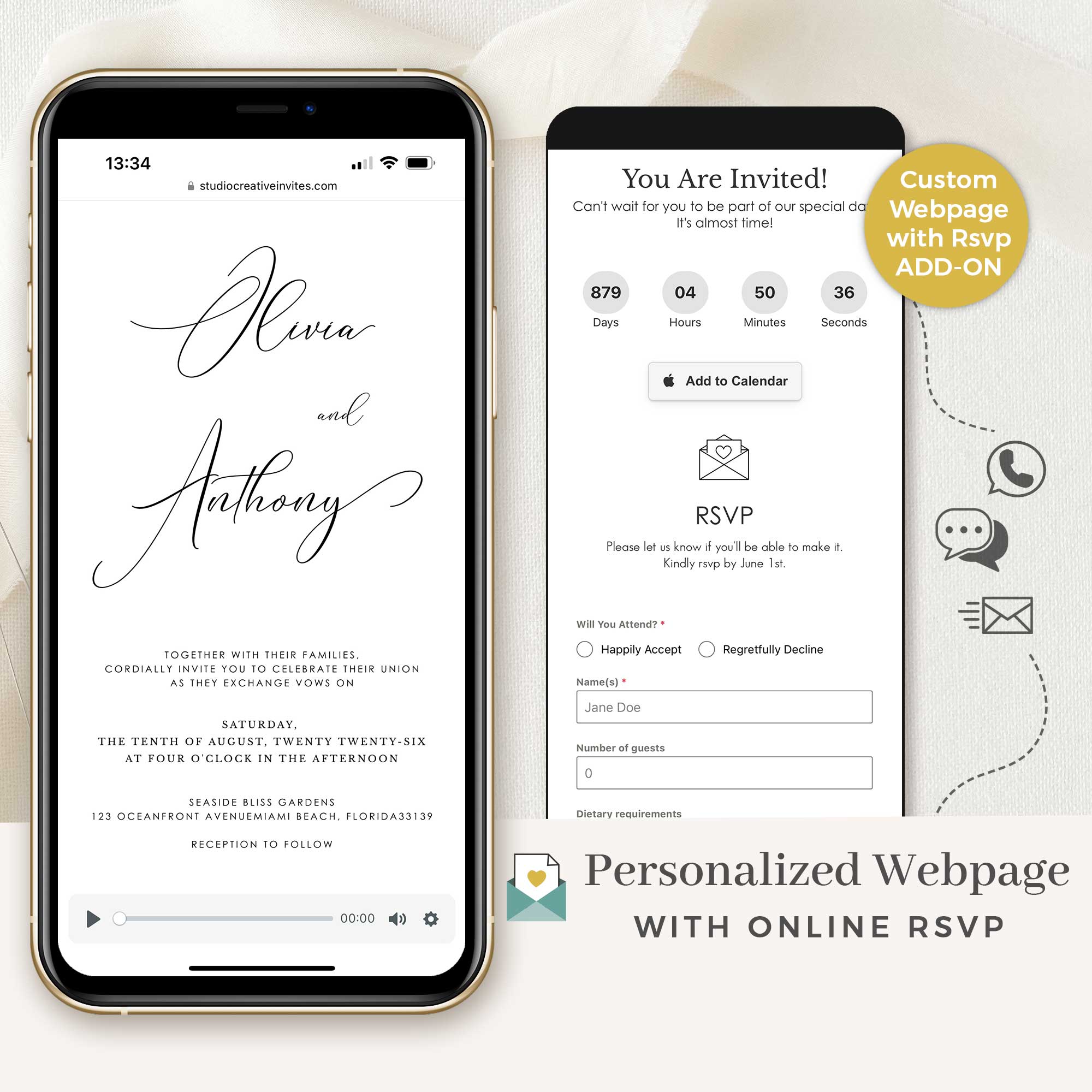 ADD-ON for Digital or Animated Invite – Webpage with Online Rsvp (Copy)