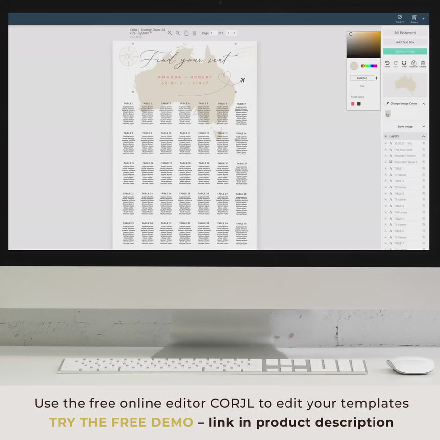 Alphabetical Seating Chart Template Travel Theme