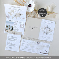 Sofia | Printable Passport Wedding Invitation with Boarding Pass Rsvp