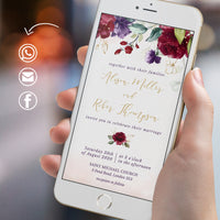 Rossella | Burgundy Electronic Wedding Invitation