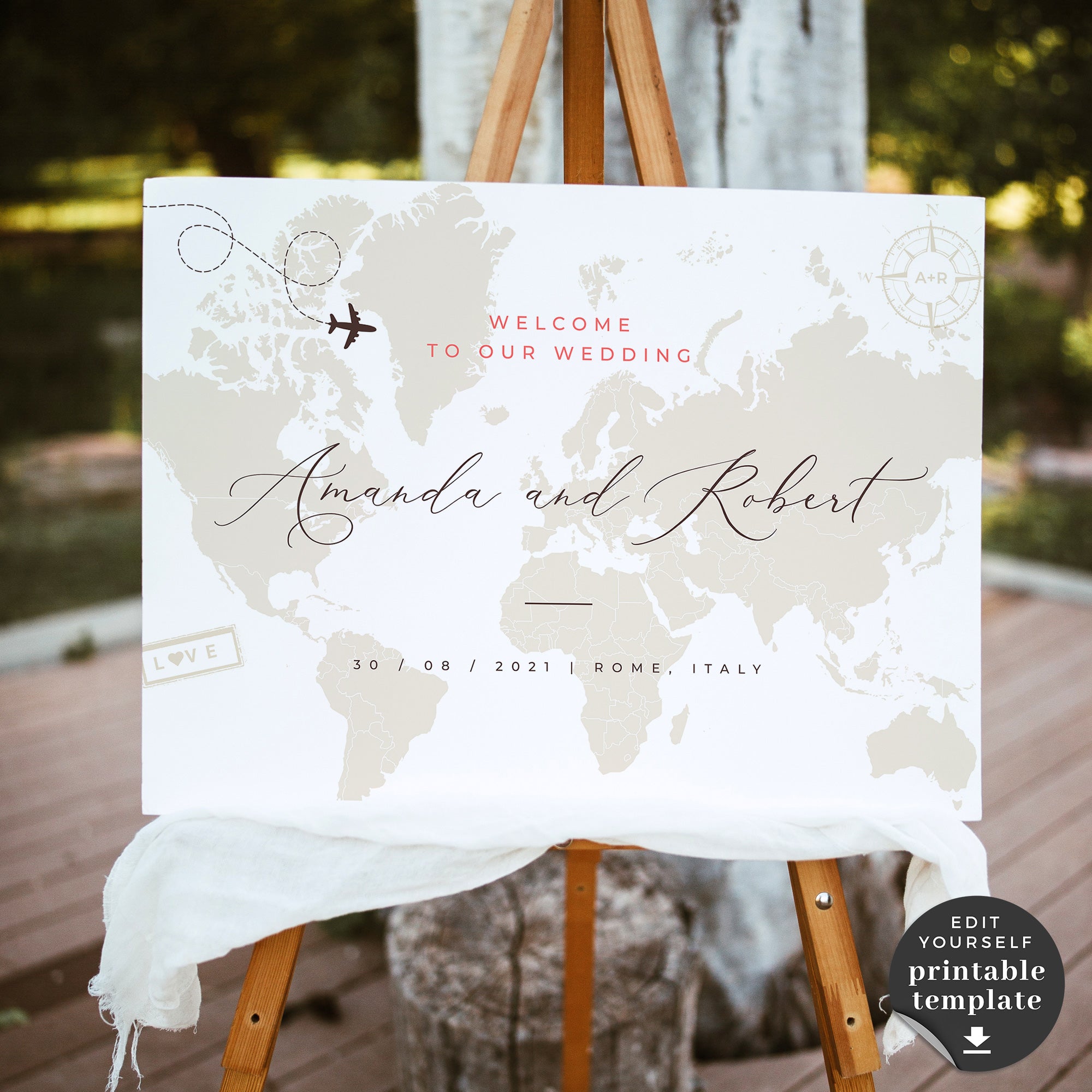 Sofia | Travel Themed Wedding Welcome Sign Template