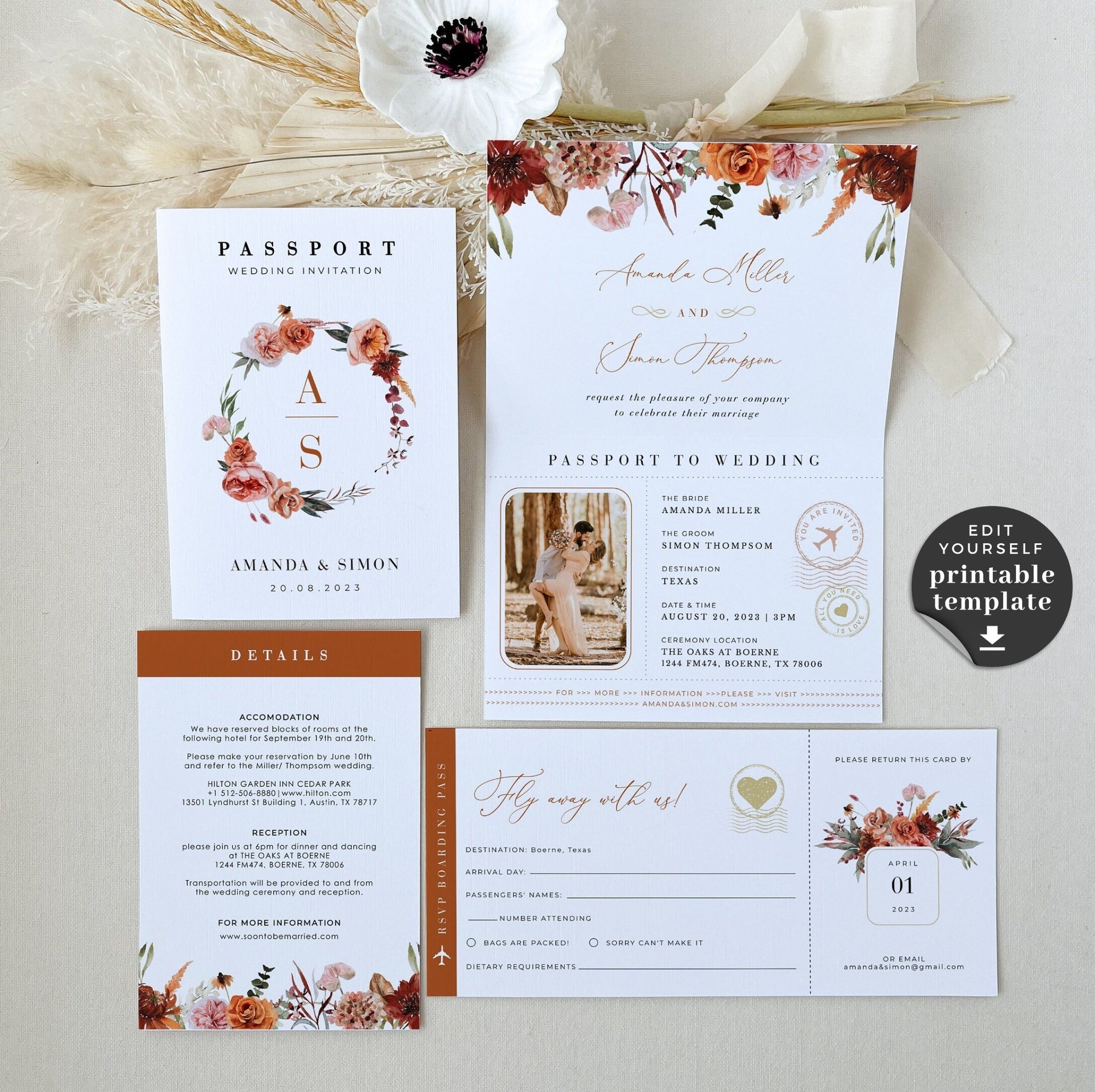 SCARLETT Passport Wedding Invitation Template