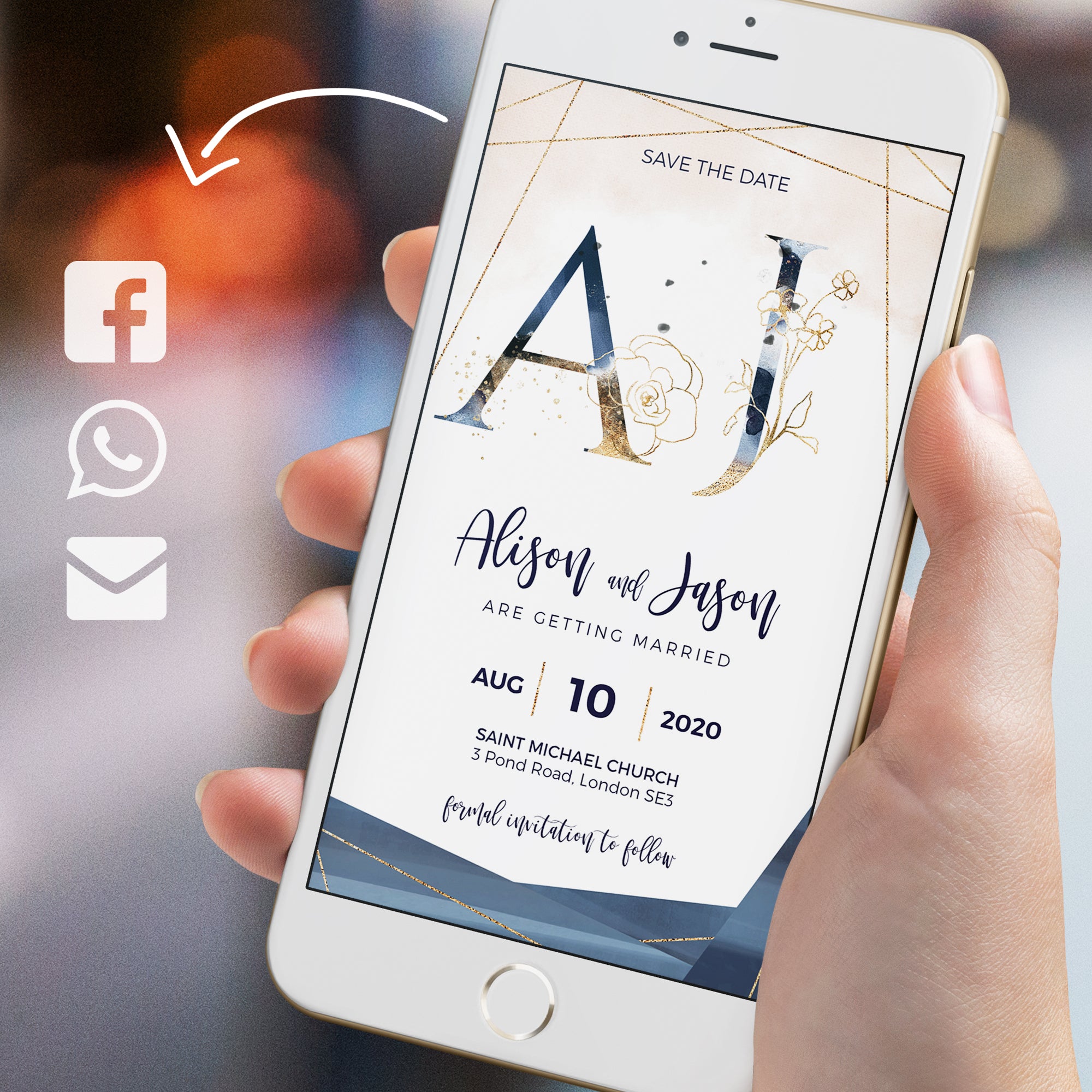 Antea | Blush & Navy Electronic Save the Date