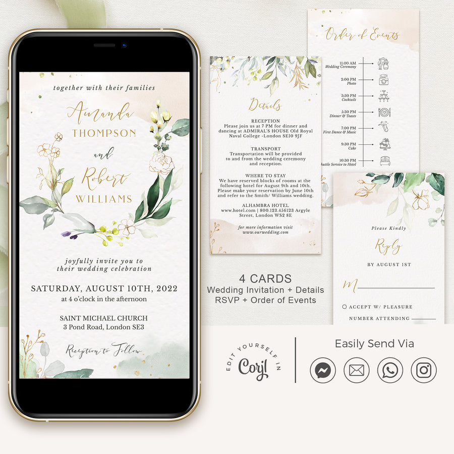 Flora | Rustic Digital Wedding Invitations
