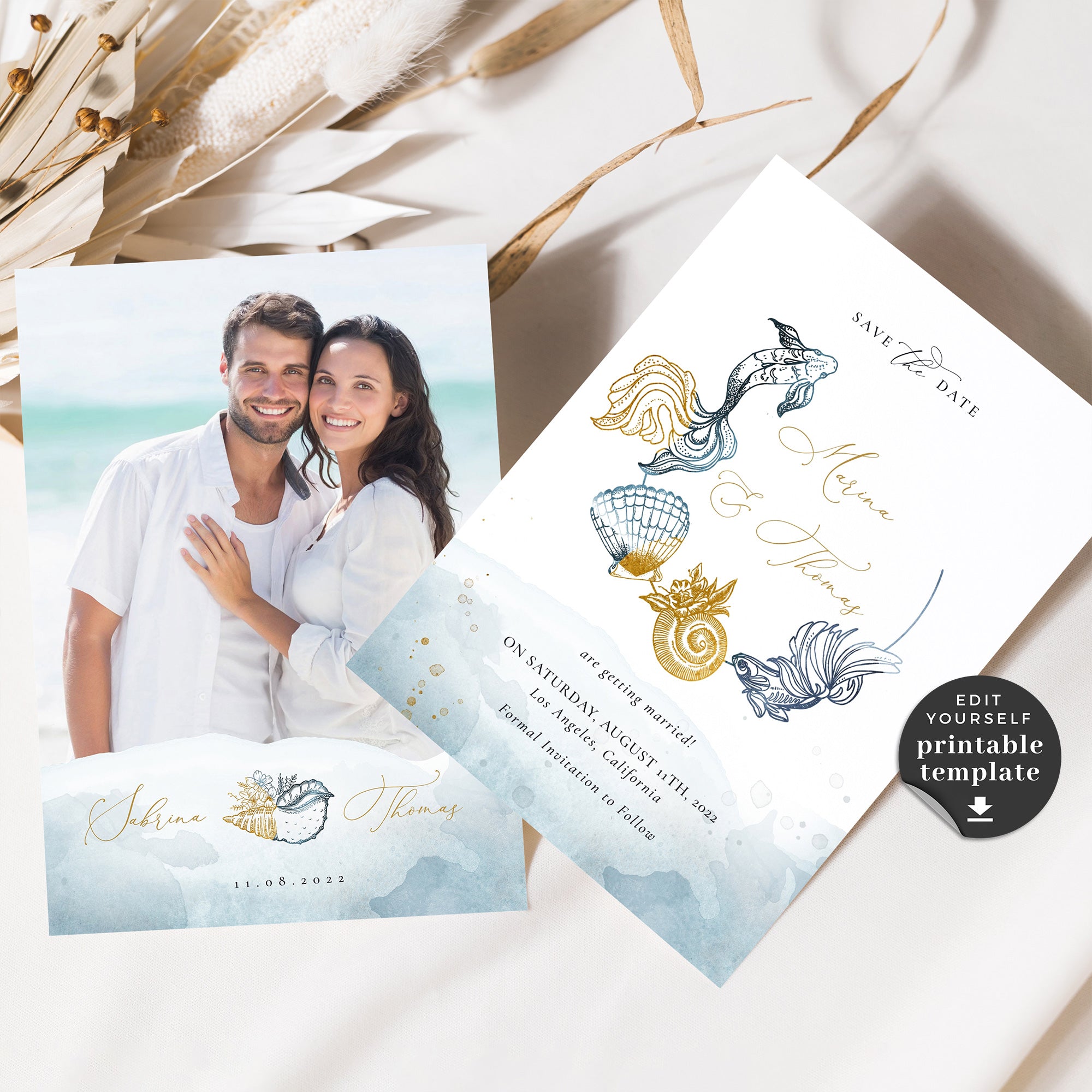 Marina | Beach Wedding Save the Date Template