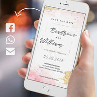 Rose Gold Watercolour Electronic Save the Date