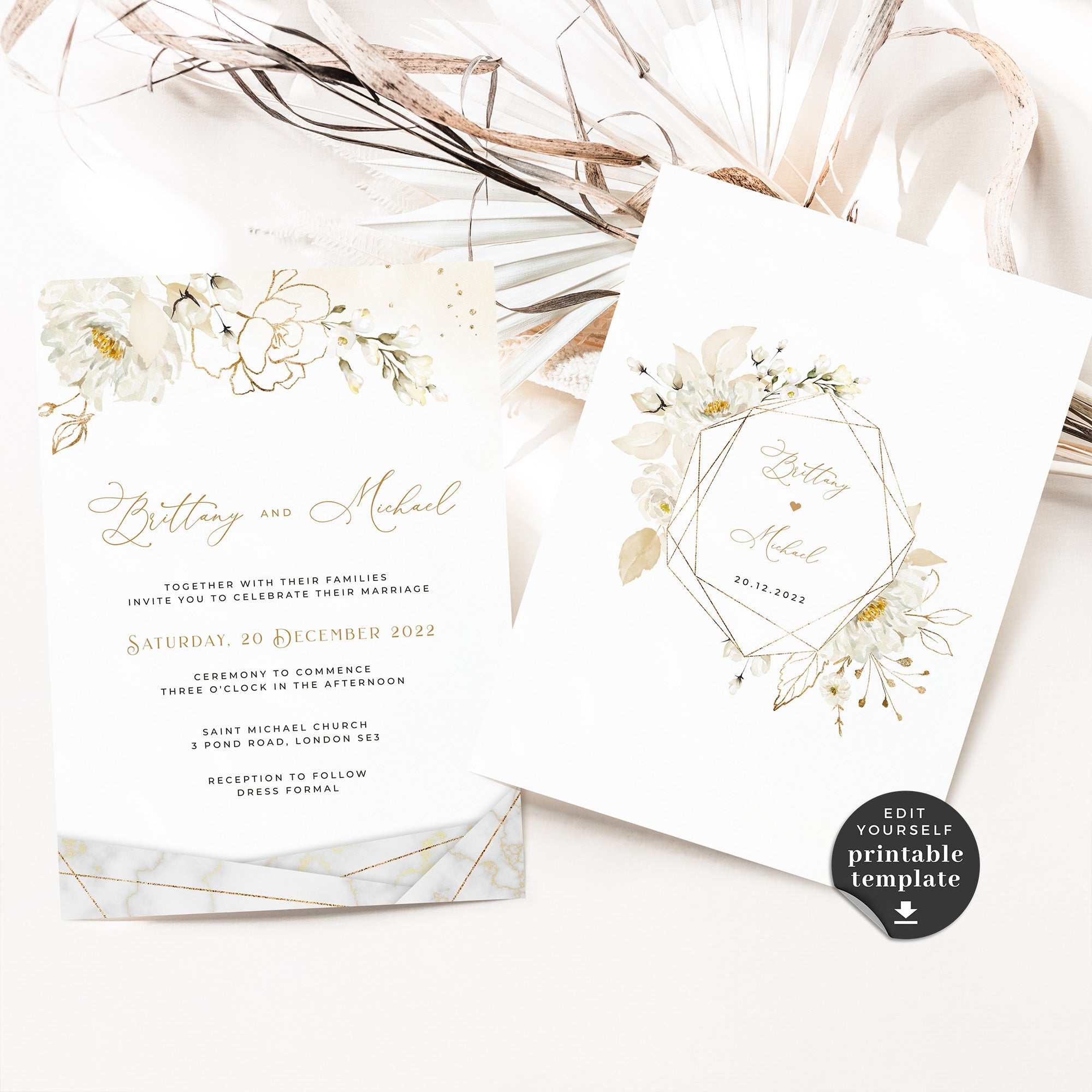 Dora | Elegant wedding invitation Editable