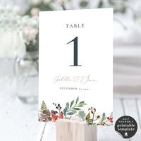 Natalia | Christmas Wedding Table numbers Template