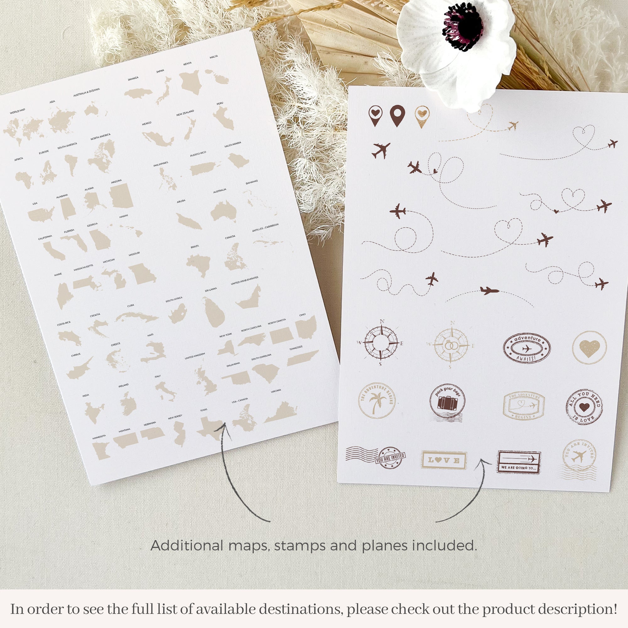 Sofia| World Map Wedding Seating Cards Template