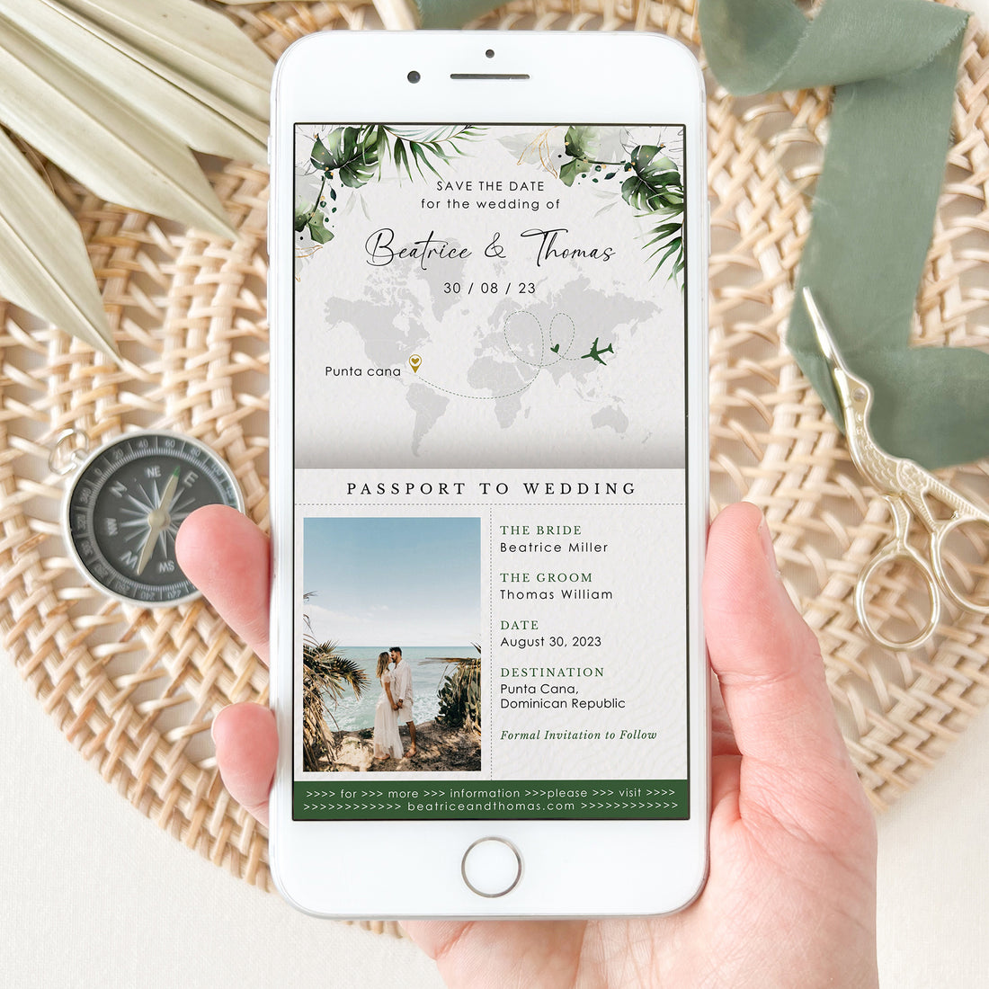 Tropical Wedding Passport Save the Date Digital