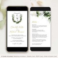 Tropical Wedding Digital Invites with Rsvp