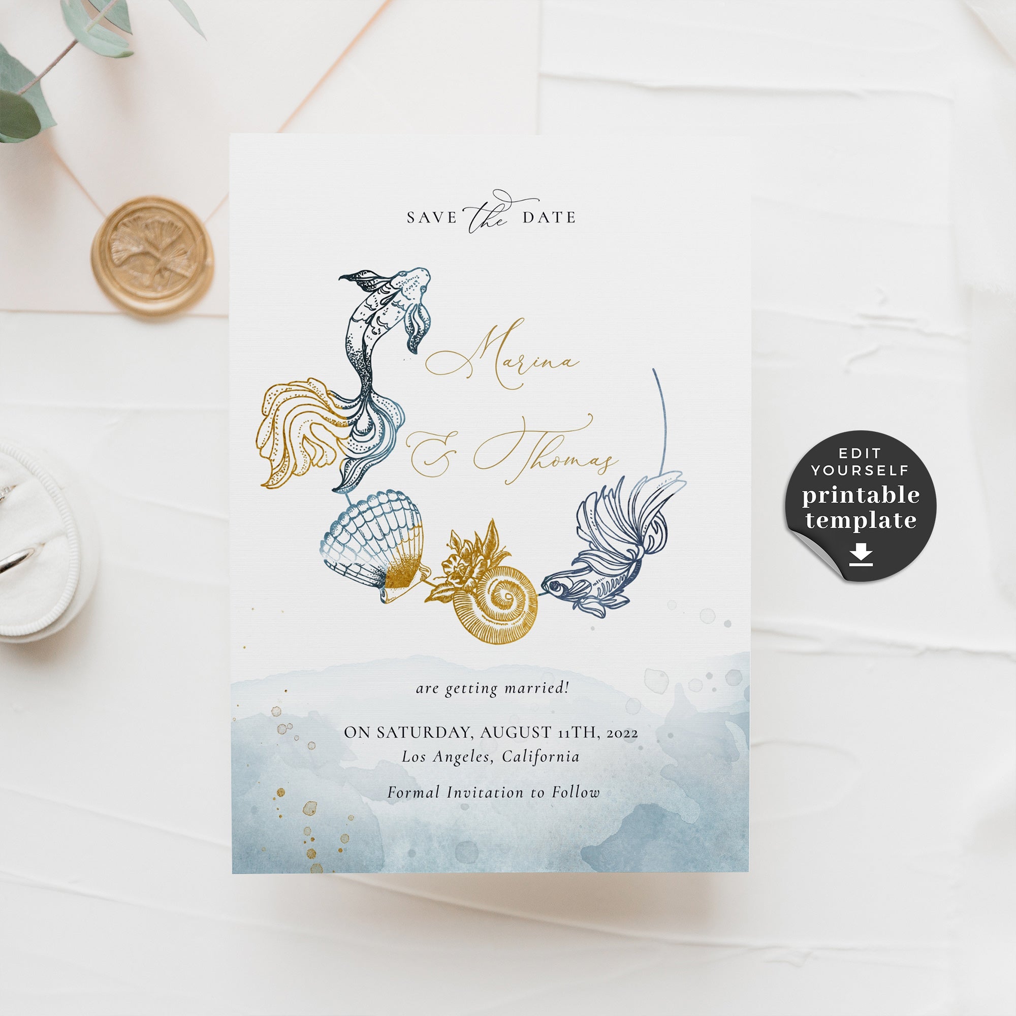 Marina | Beach Wedding Save the Date Template