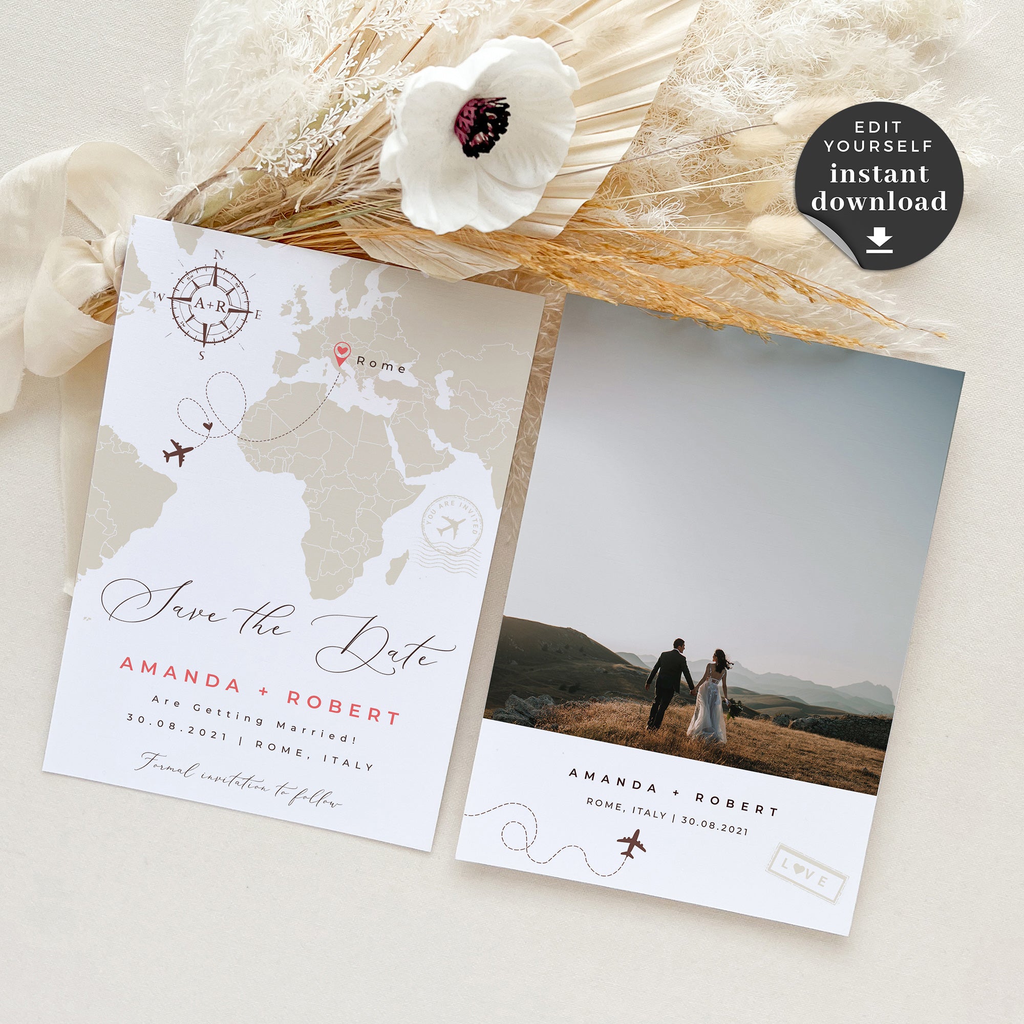 Sofia | World Map Save the Date Card Template