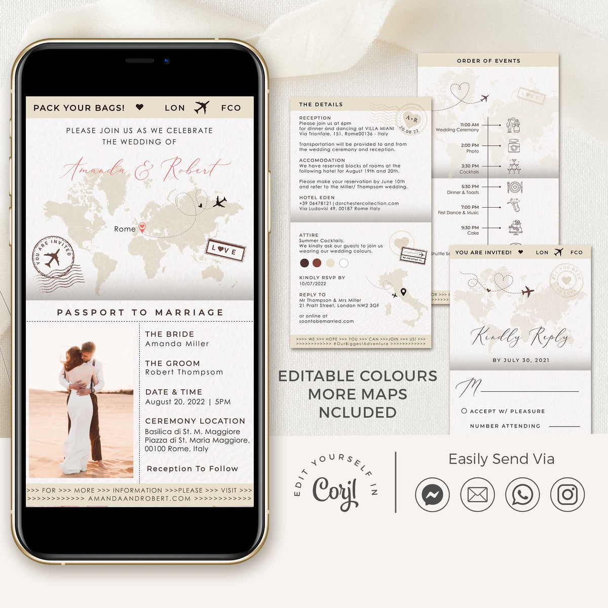 Sofia | Passport Wedding Invitation Digital