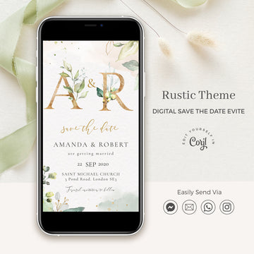 Flora | Greenery Electronic Save the Date with Monogram