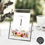 Ambra | Fall Wedding Table Numbers Printable
