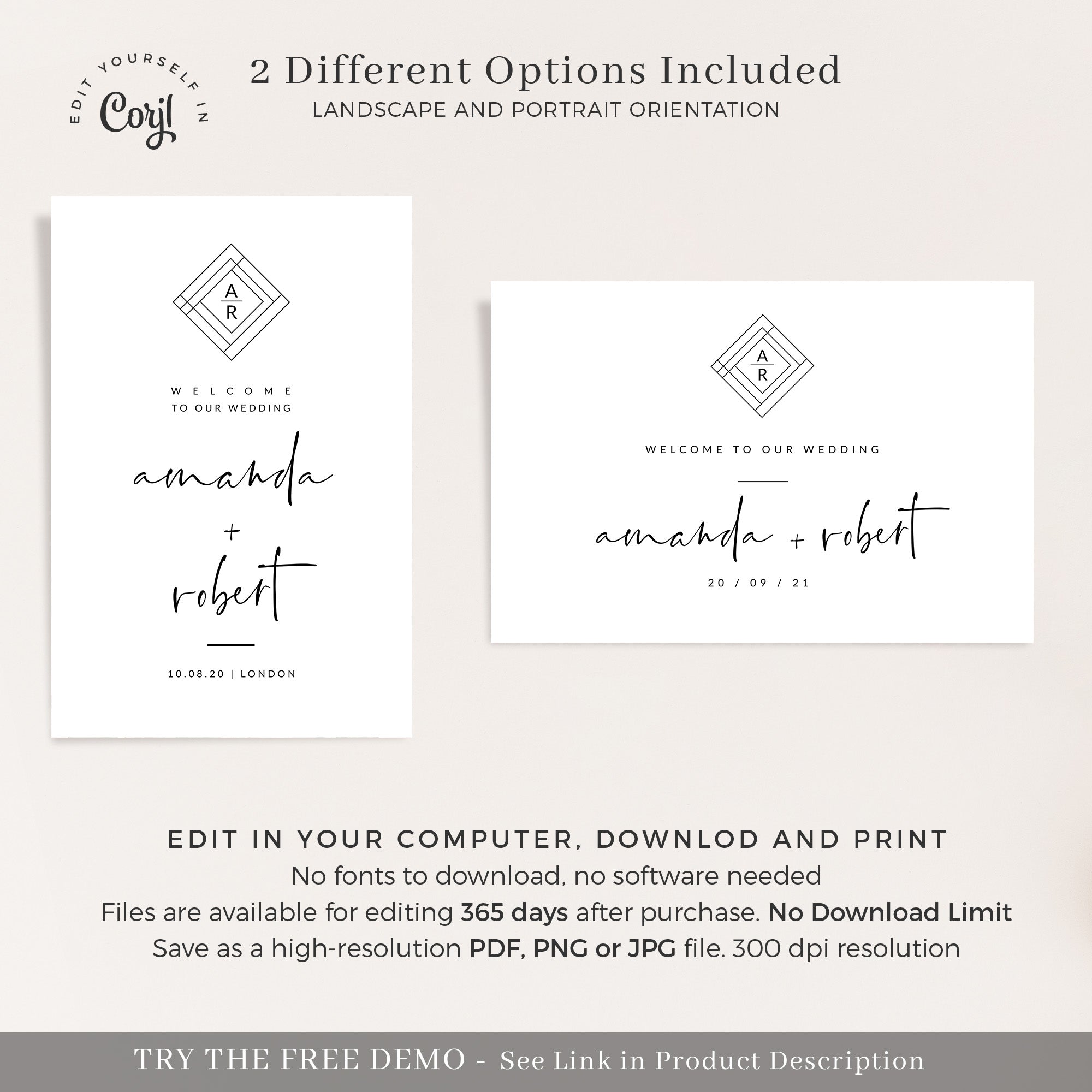Giulia | Welcome To Our Wedding Sign Template