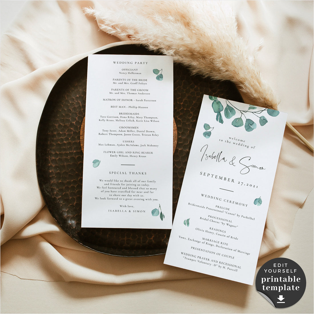 Luisa | Printable Order Of Service Wedding