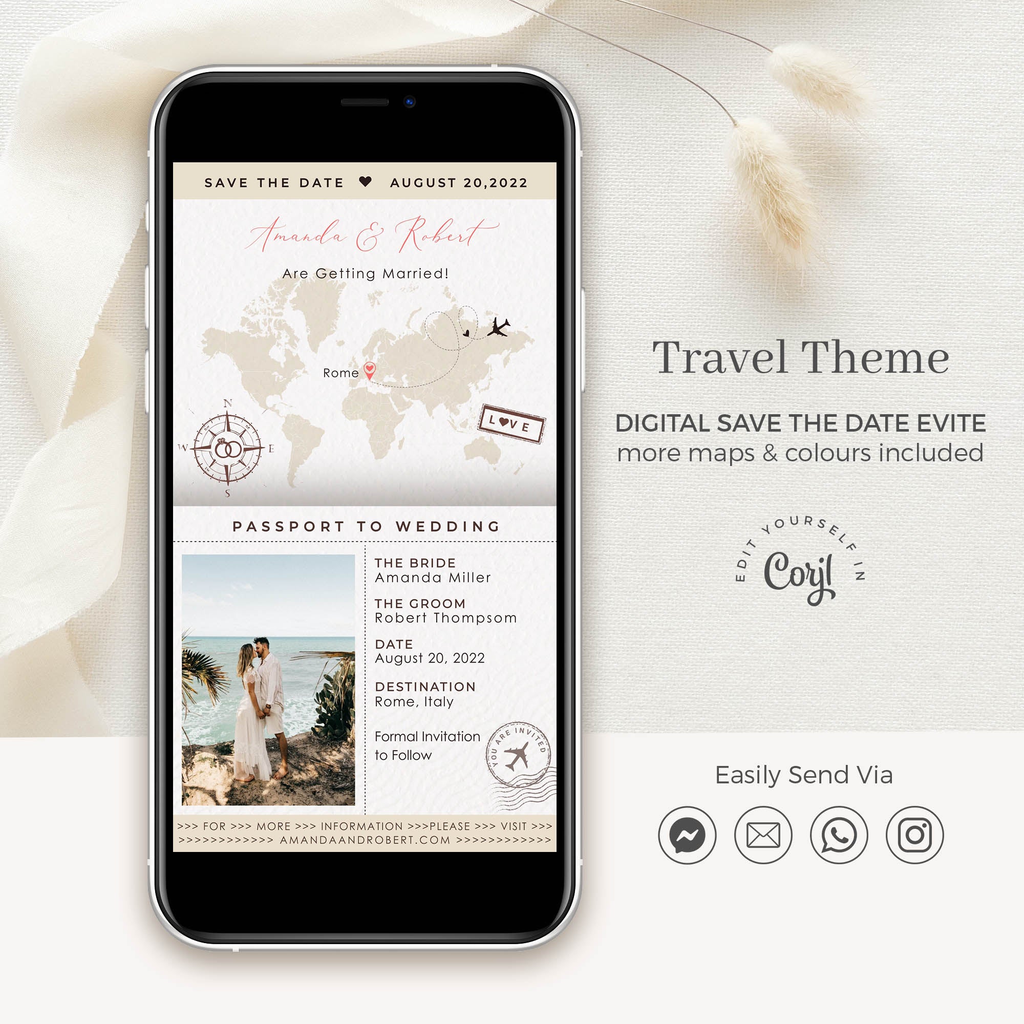 Sofia | Digital Save the Date Destination Wedding Passport