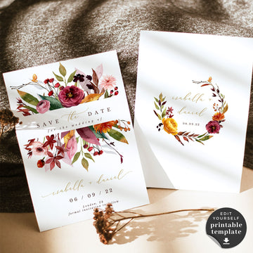 Ambra | Fall Wedding Save the Date Card Template