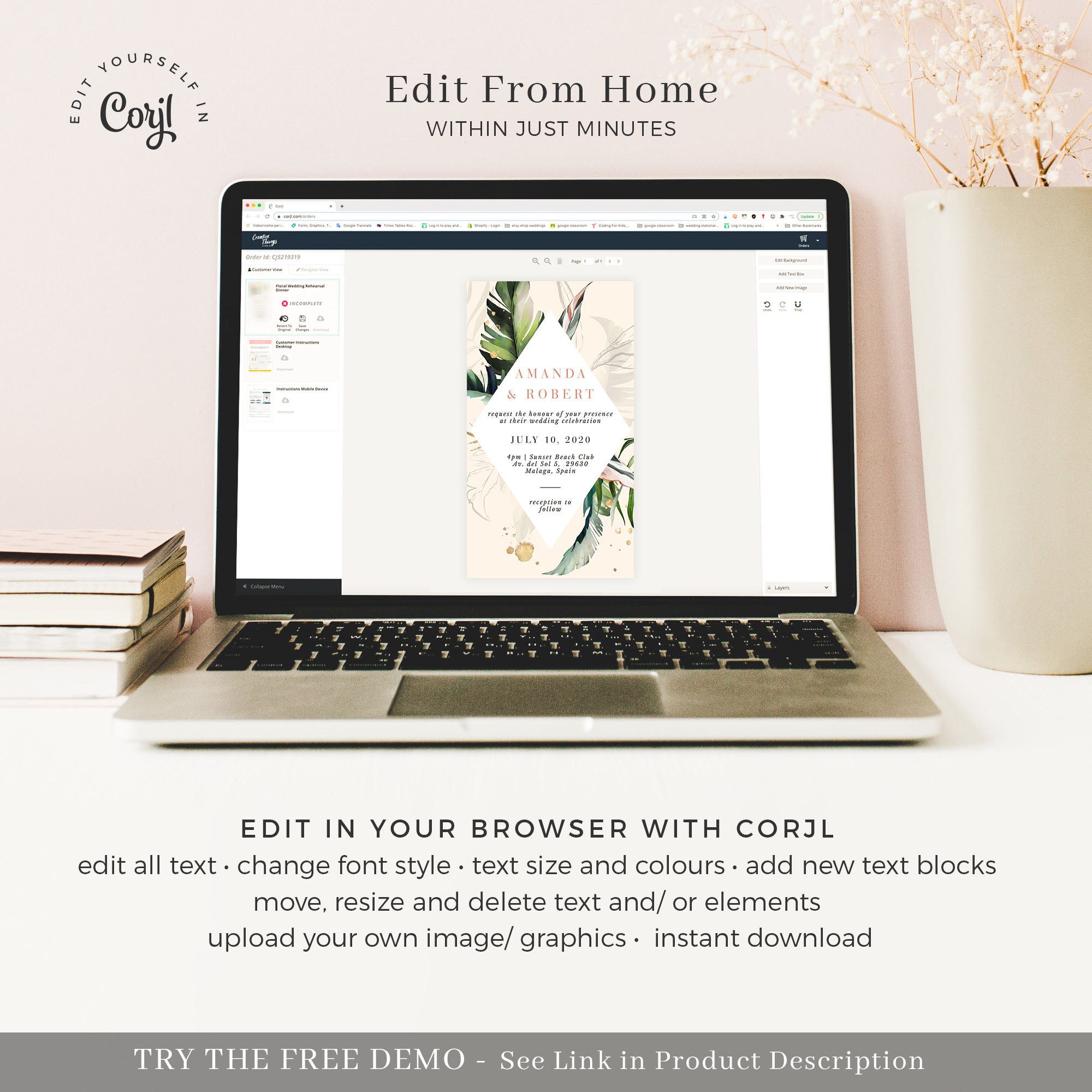 Palma | Tropical Wedding Invitation Digital
