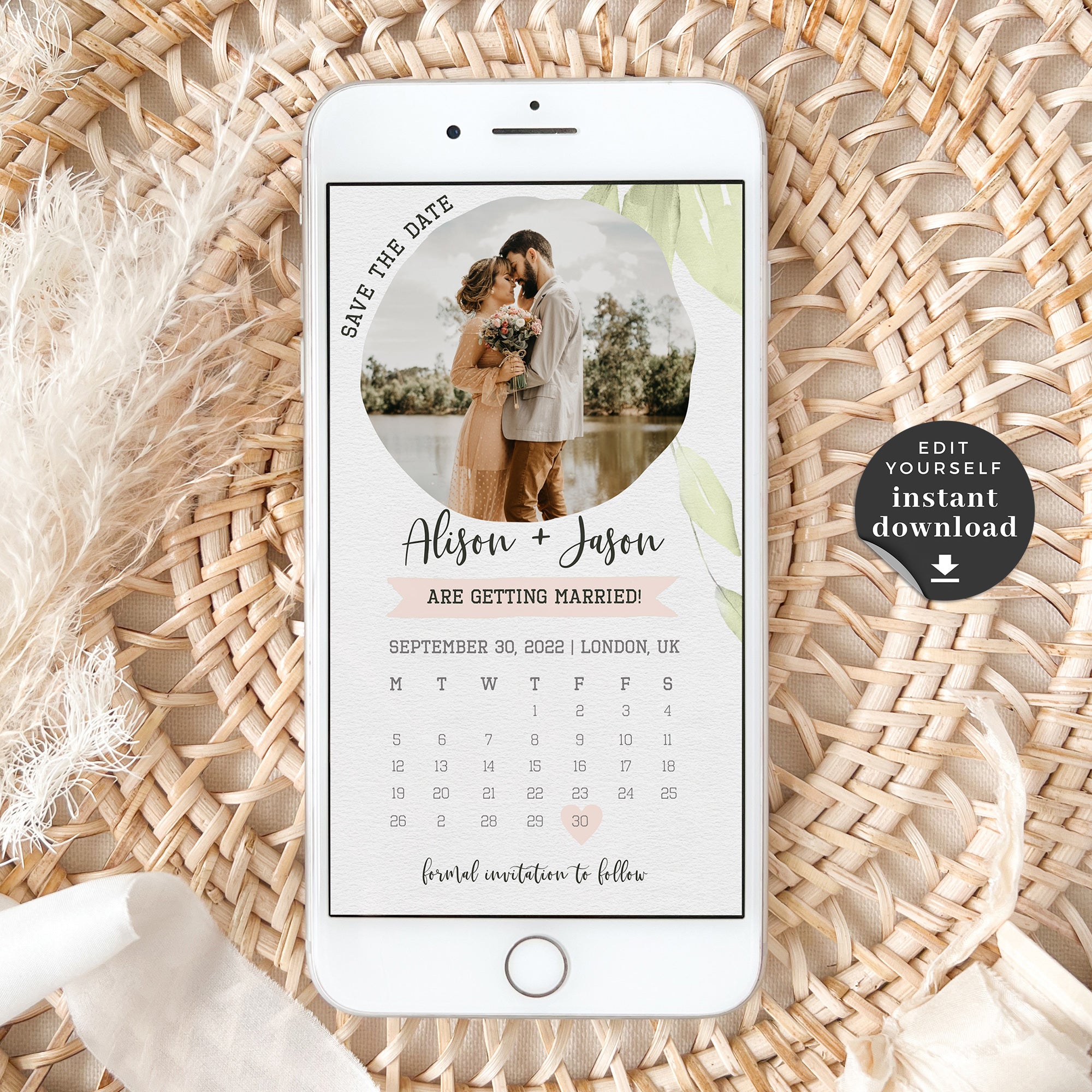 Flora | Calendar Save the Date with Photo Evite
