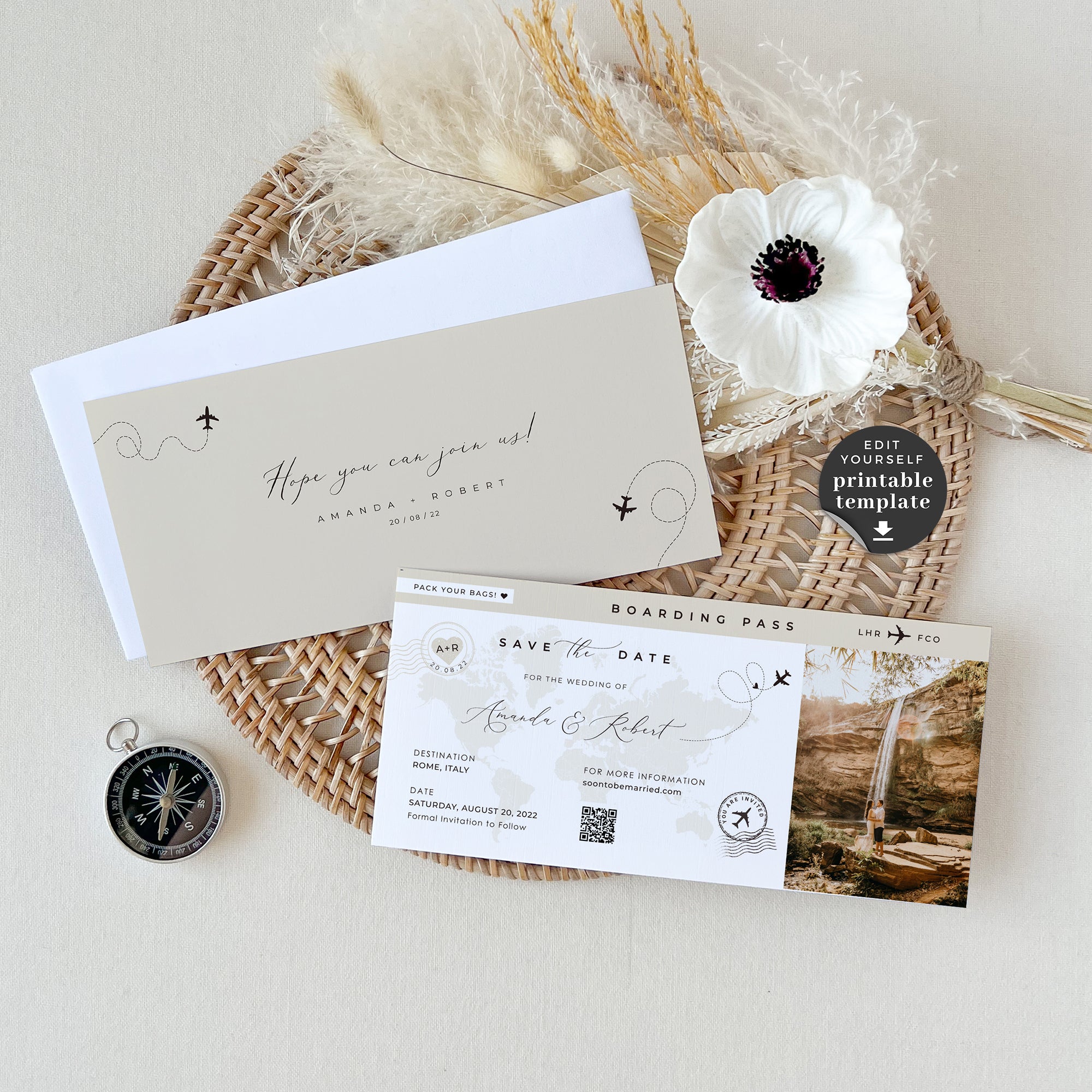 Sofia | Boarding Pass Save The Date Printable