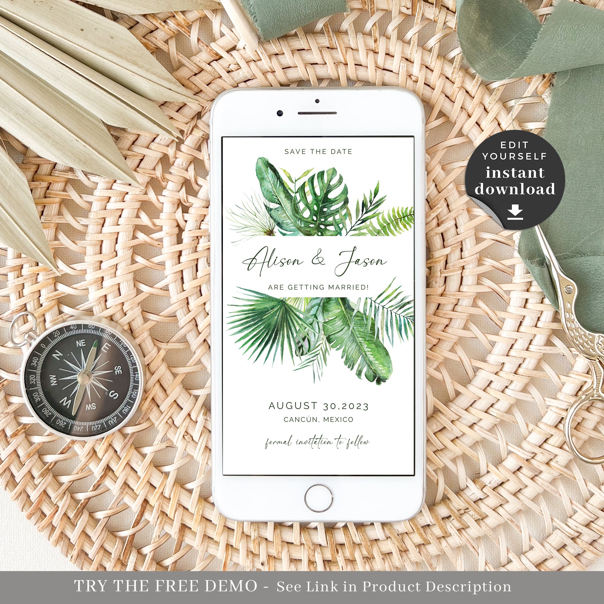 Tropical Wedding Save the Date Evite