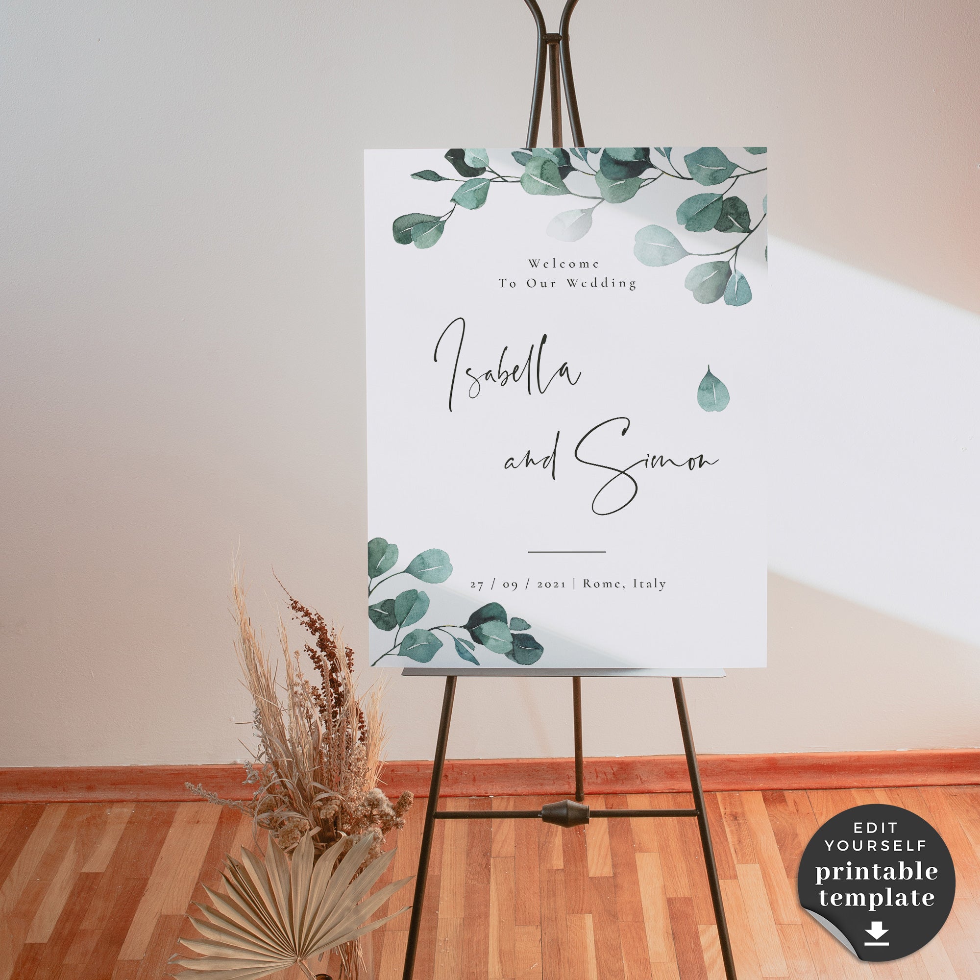 Luisa | Eucalyptus Wedding Welcome Sign Template