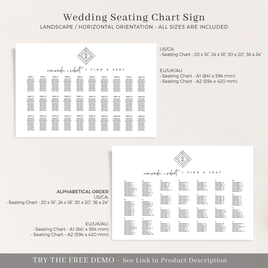 Giulia | Printable Wedding Seating chart Template
