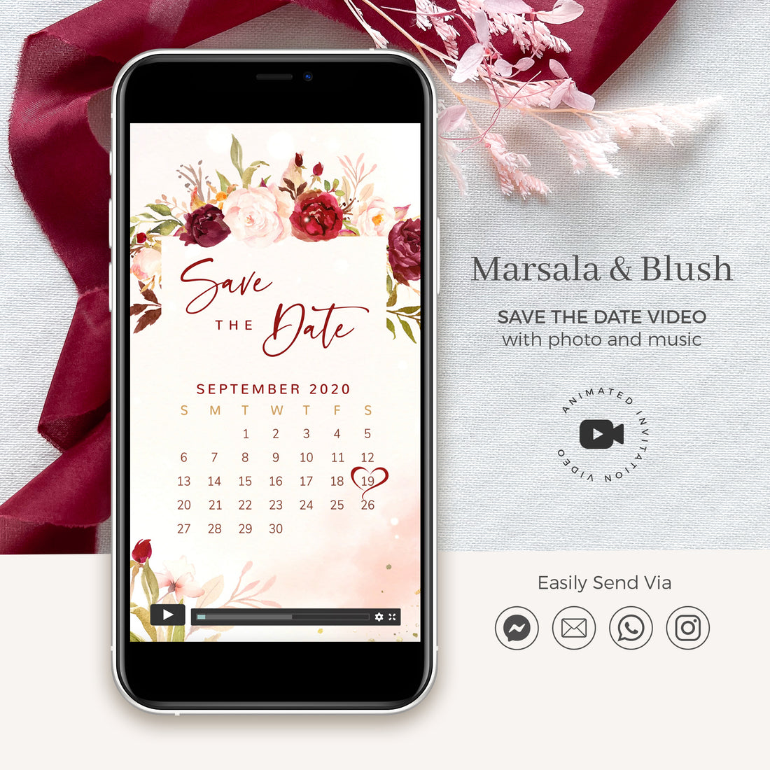 Rosita | Marsala & Blush Calendar Save the Date Video