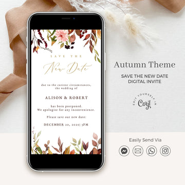Ambra | Autumn Theme Wedding Date Change Evite