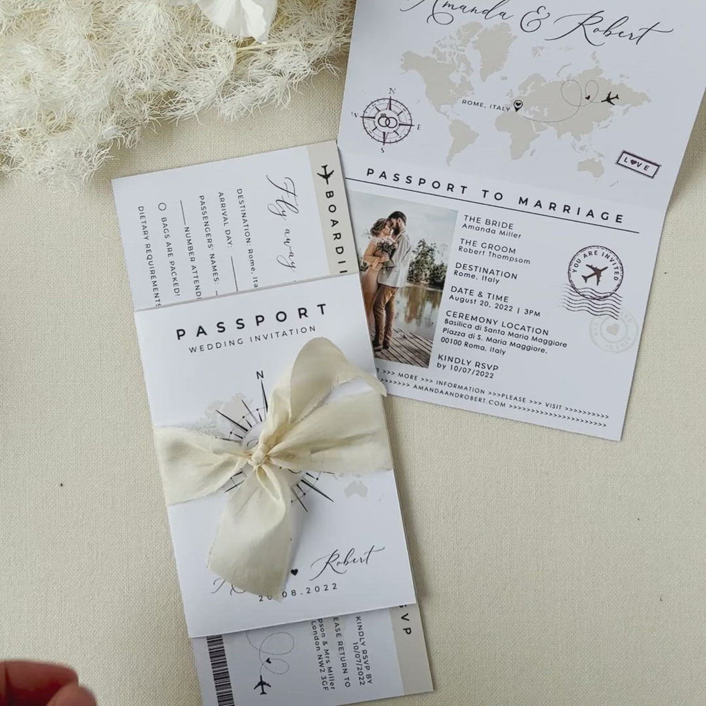 Passport Wedding Invitation with Boarding Pass Rsvp