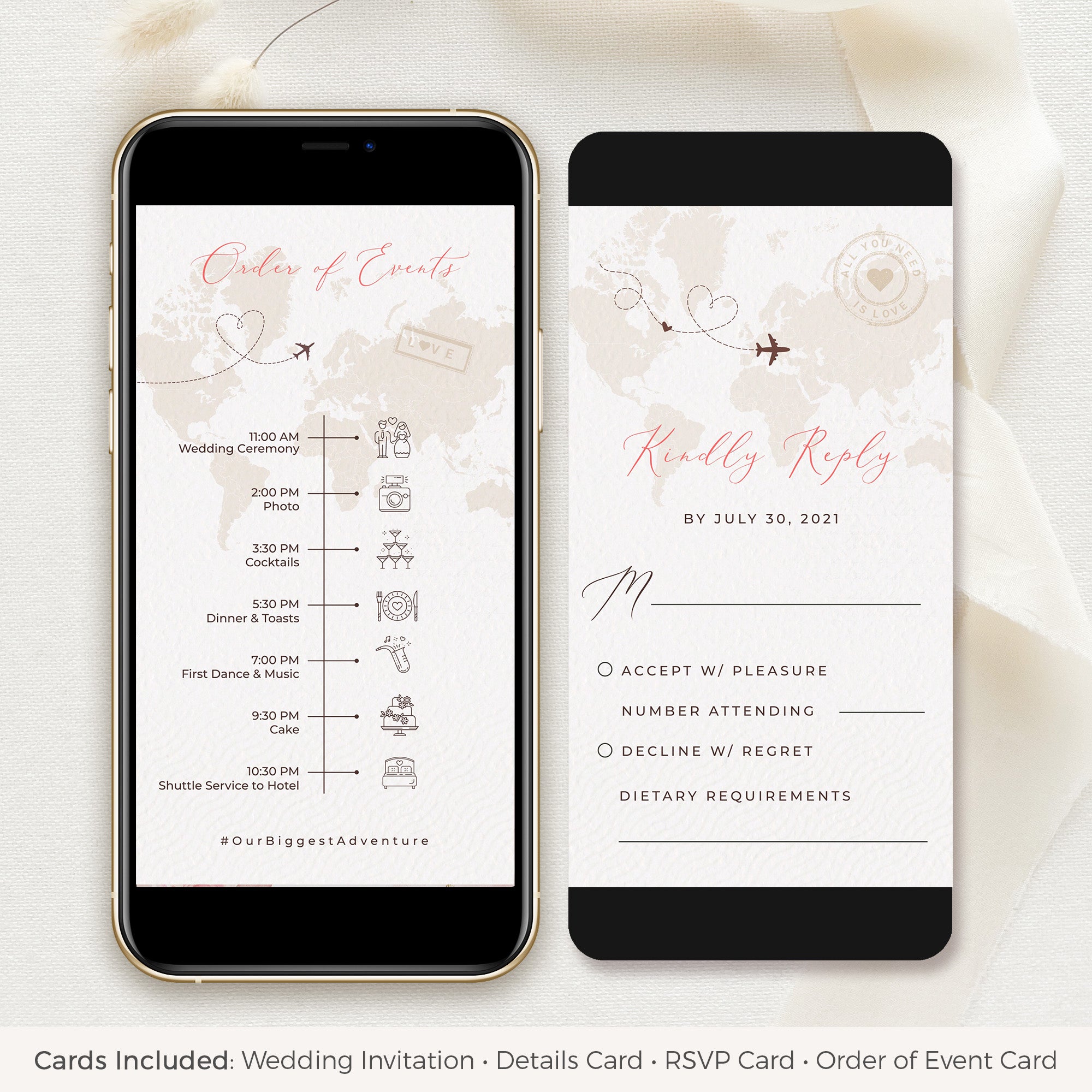 Sofia | World Map Destination Wedding Invitation Evite