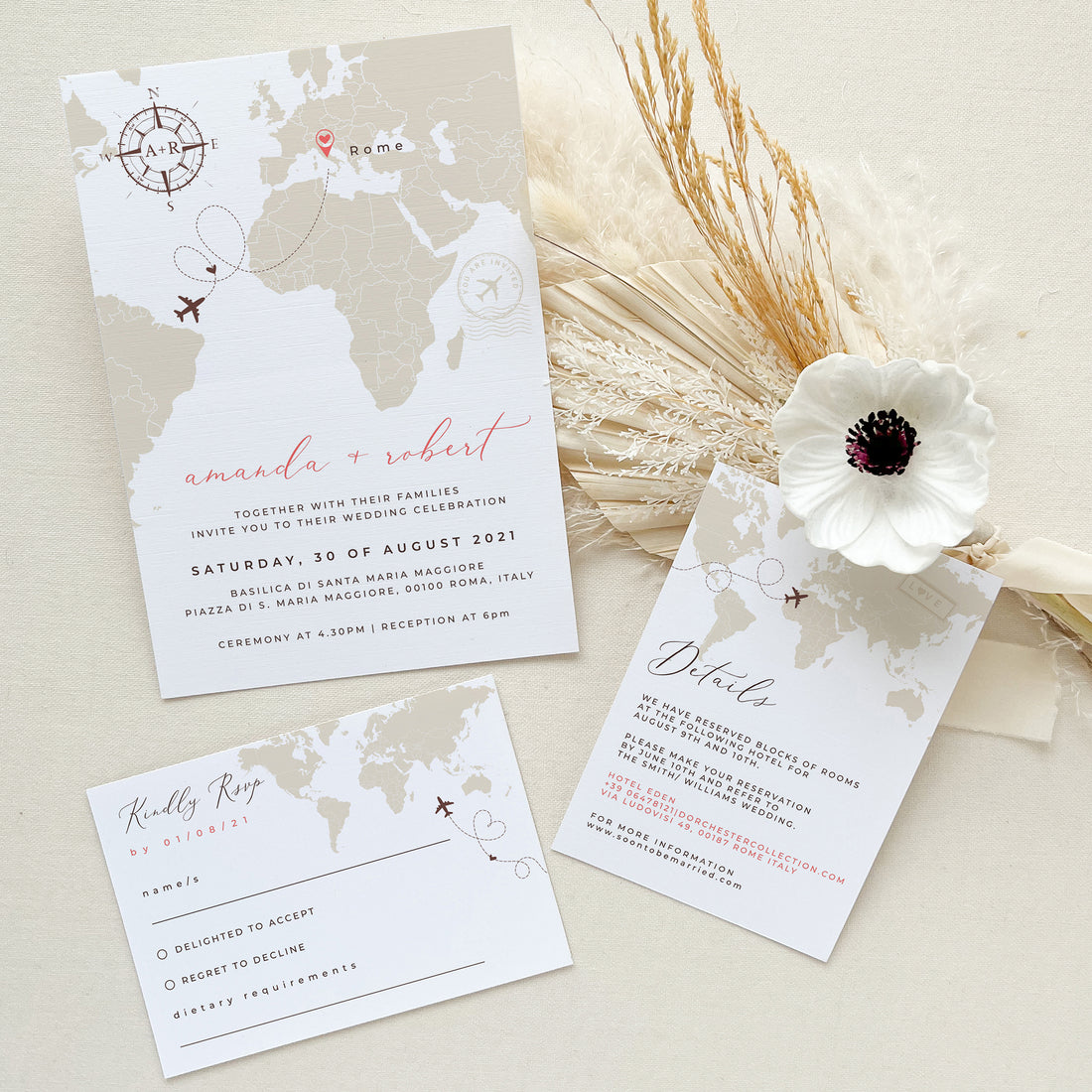 Sofia | Travel Themed Wedding Invitation with RSVP Printable