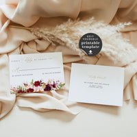 Rosita | Blush & Burgundy Wedding Invitation Set Template