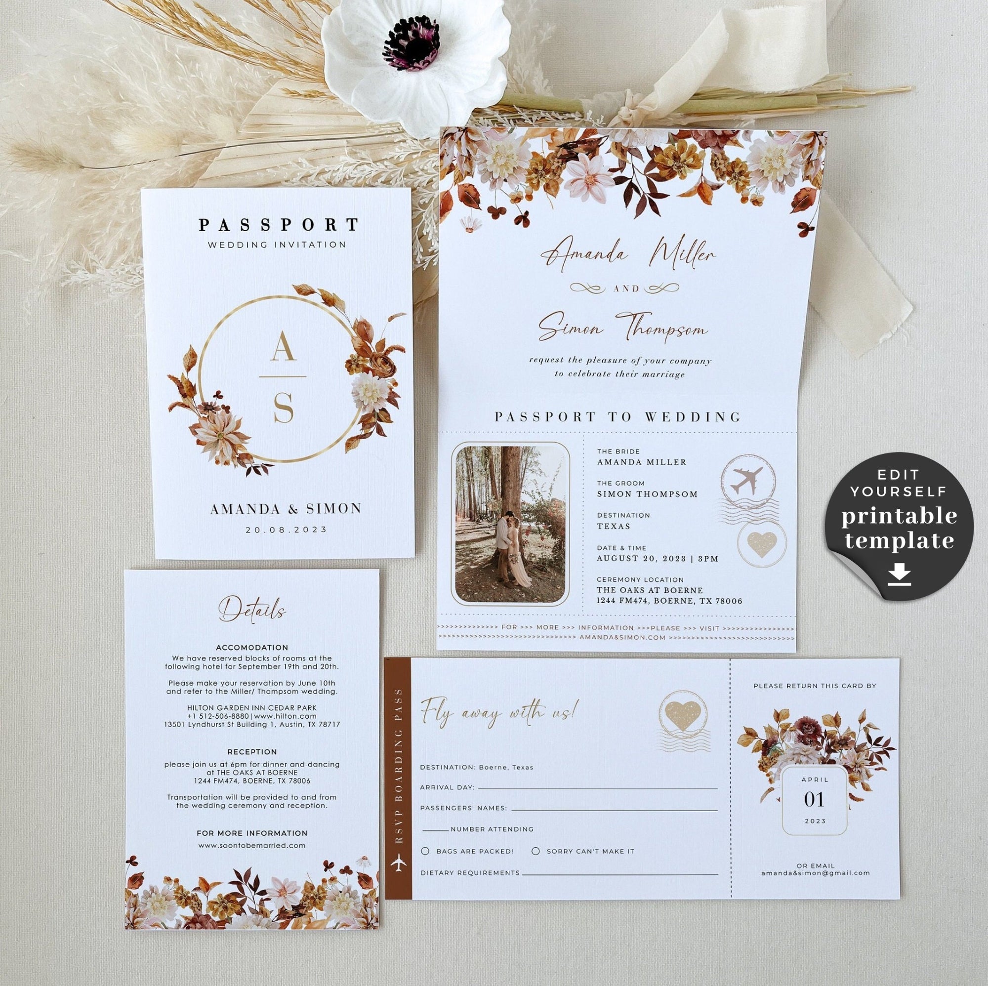MARIGOLD Passport Wedding Invitation Template