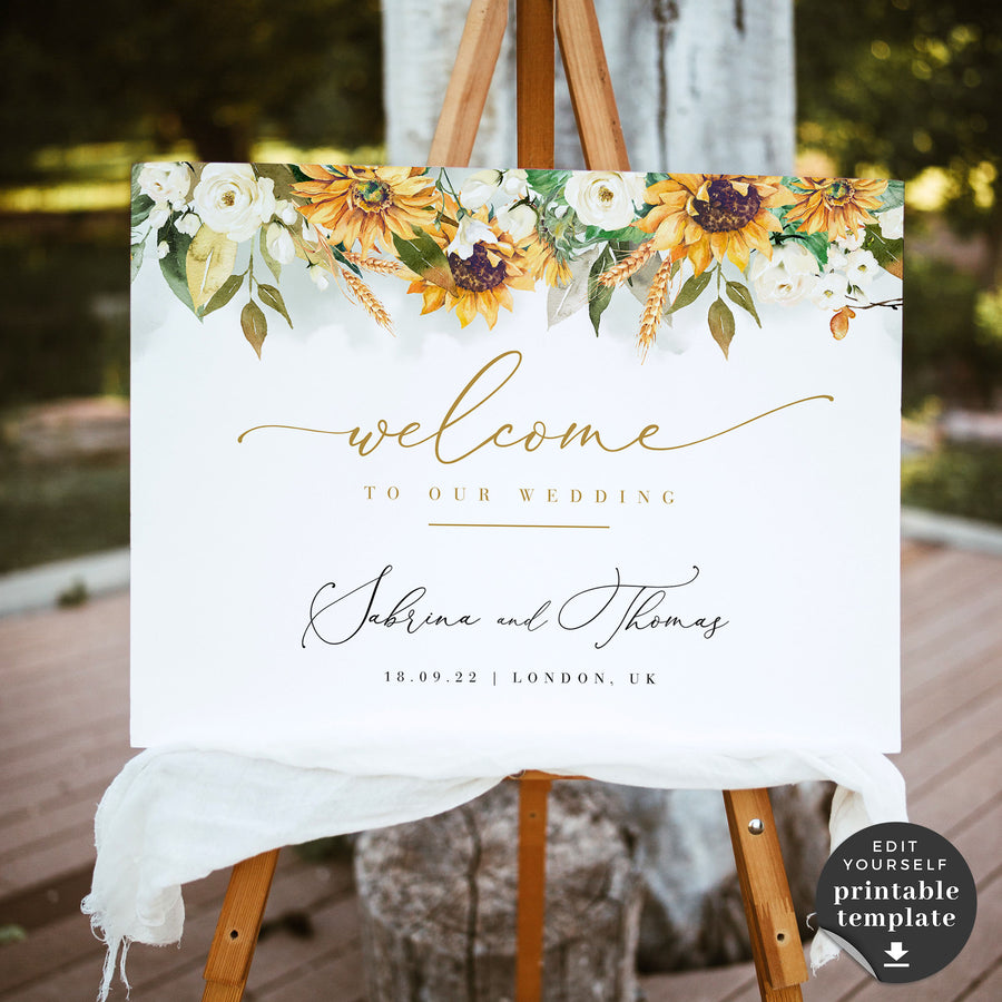 Marisol | Sunflowers Wedding Welcome Sign Template