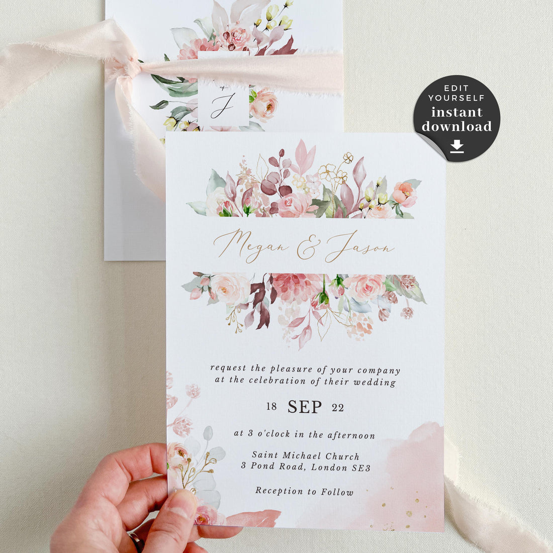 Invitatie design floral romantic 40187 • Cataloginvitatii