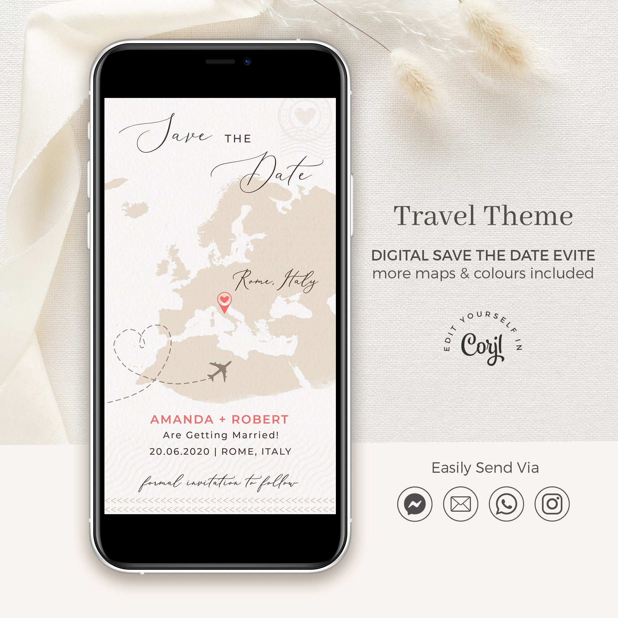 Sofia | World Map Destination Wedding Save the Date Evite