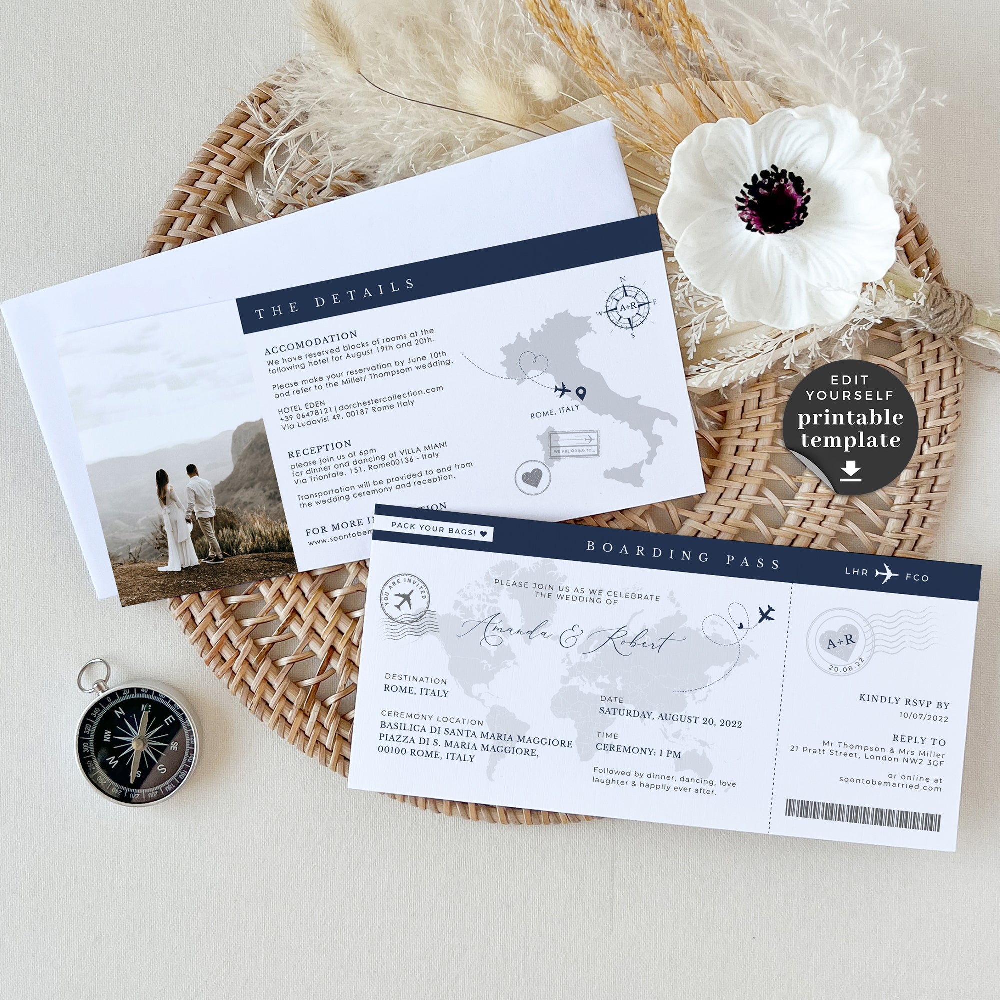 Sofia | Boarding Pass Wedding Invitation Template