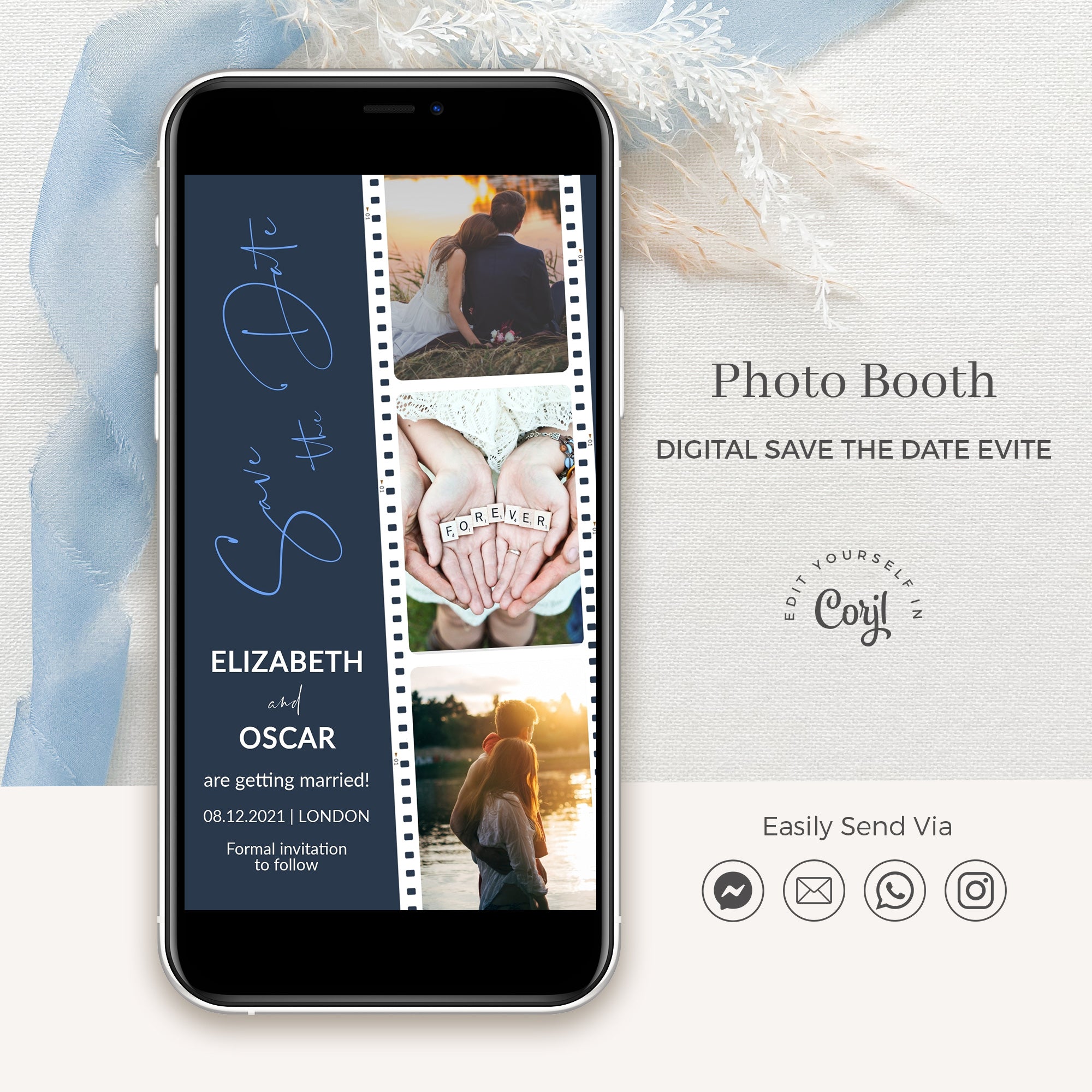 Photo Booth Strip Save the Date Evite