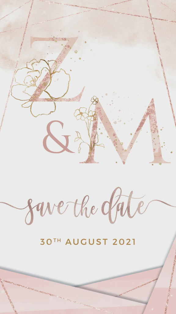 Rose Gold Save the Date Card