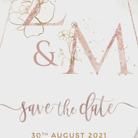 Rose Gold Save the Date Card