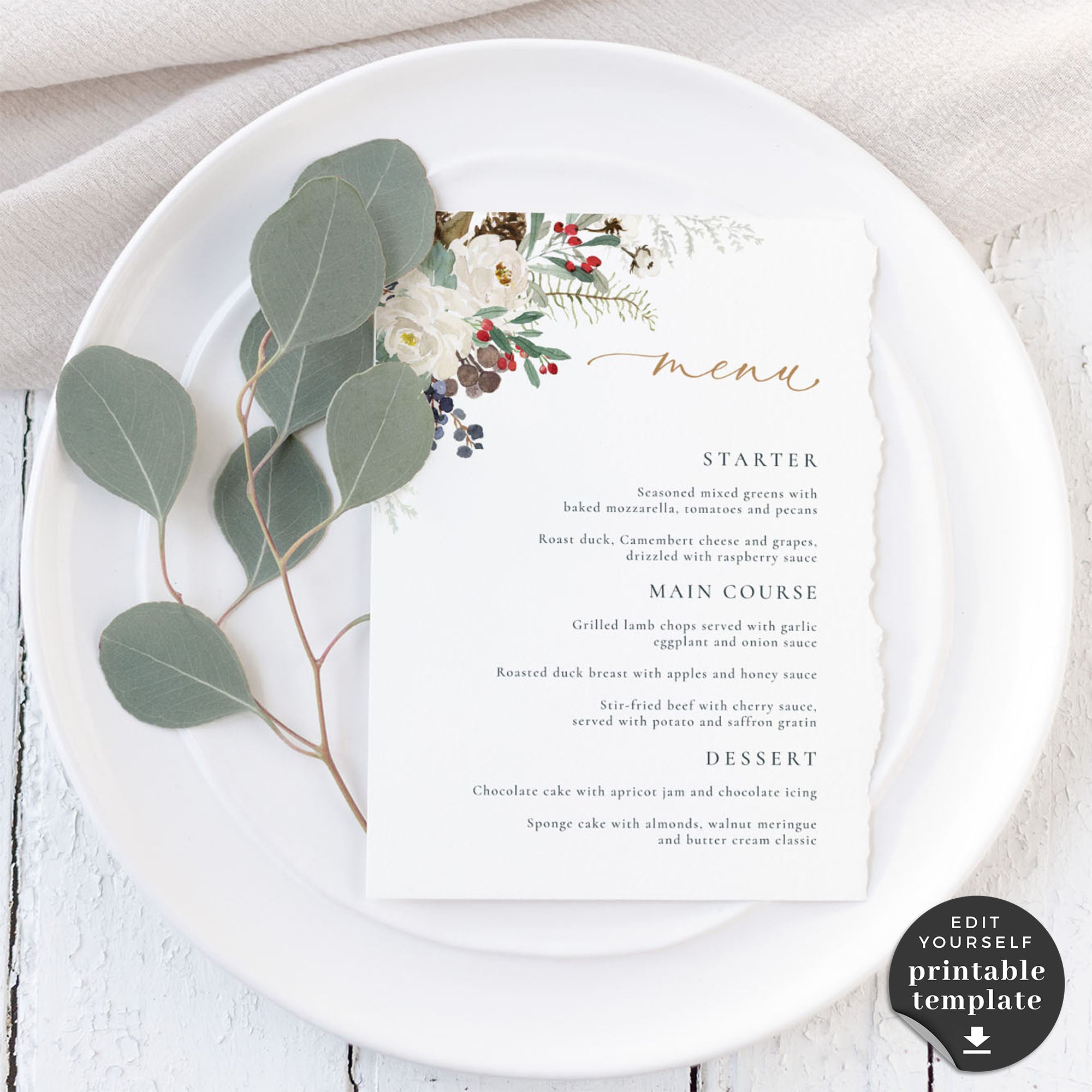 Natalia | Christmas Wedding Menu Template