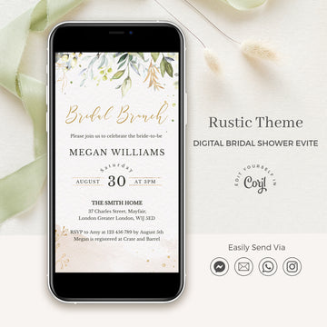 Flora | Rustic Bridal Brunch Electronic Invitations