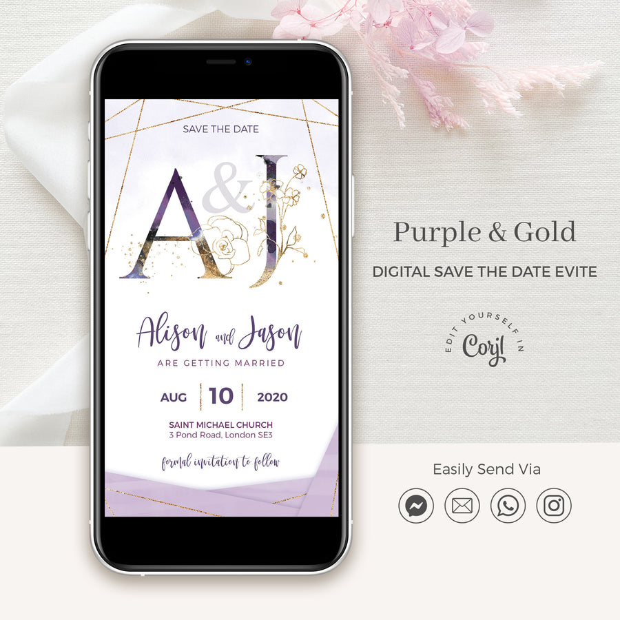 Violetta | Purple Lilac Electronic Save the Date
