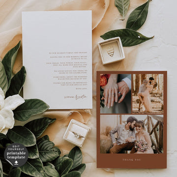 SIENNA Terracotta Wedding Thank You Cards with Photo