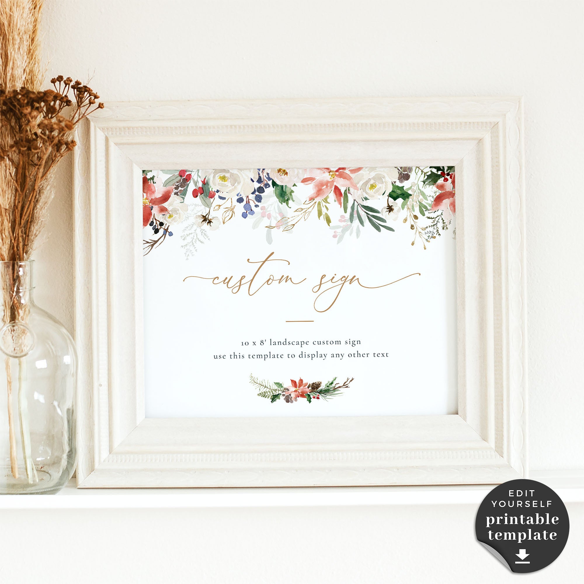 Natalia | Christmas Themed Custom Wedding Sign Template